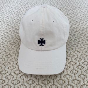 Tory Burch Tory Sport White Baseball Cap with Navy Embroidered Logo